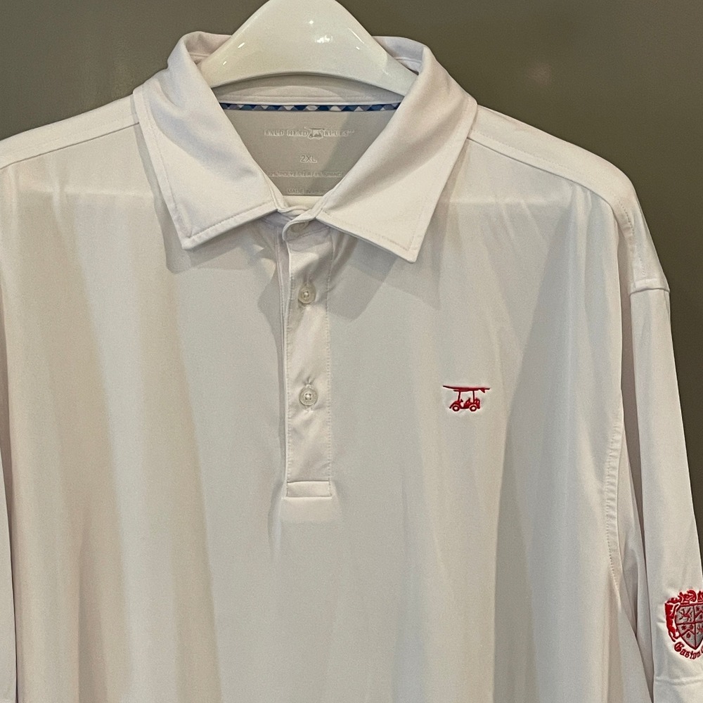Bald Head Blues Mens 2XL White Gaston CC Golf Polo Performance Stretch Shirt